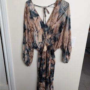 Elegant Backless Tie-Dye Dress